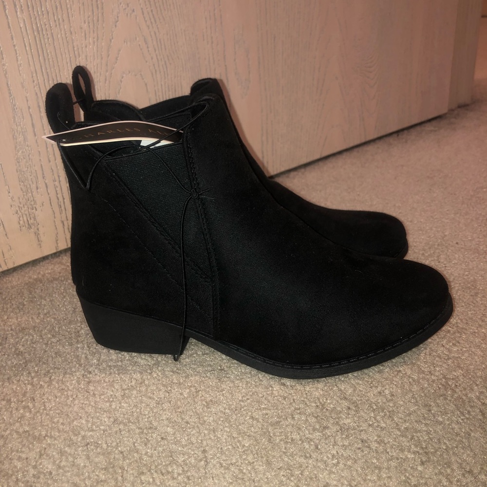 NWT Charles Albert Black Ankle Booties/Boots